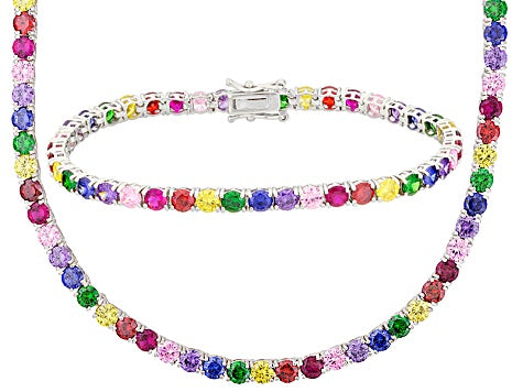 Multi-Color Jewel Set - Necklace & Bracelet